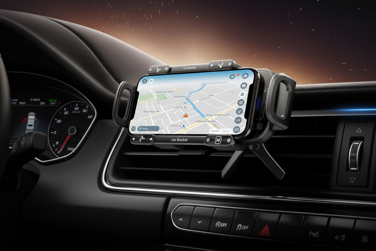 VNSPORT 360° Rotating 15W Wireless Car Fast Charger Mount mounted on car dashboard charging smartphone