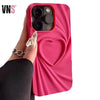 Phone Case For iPhone 13 14 15 Pro Max 16 Plus 11 12 ProMax Soft Matte Silicone Full Cover Fashion Fold Wrinkle 3D Love Heart