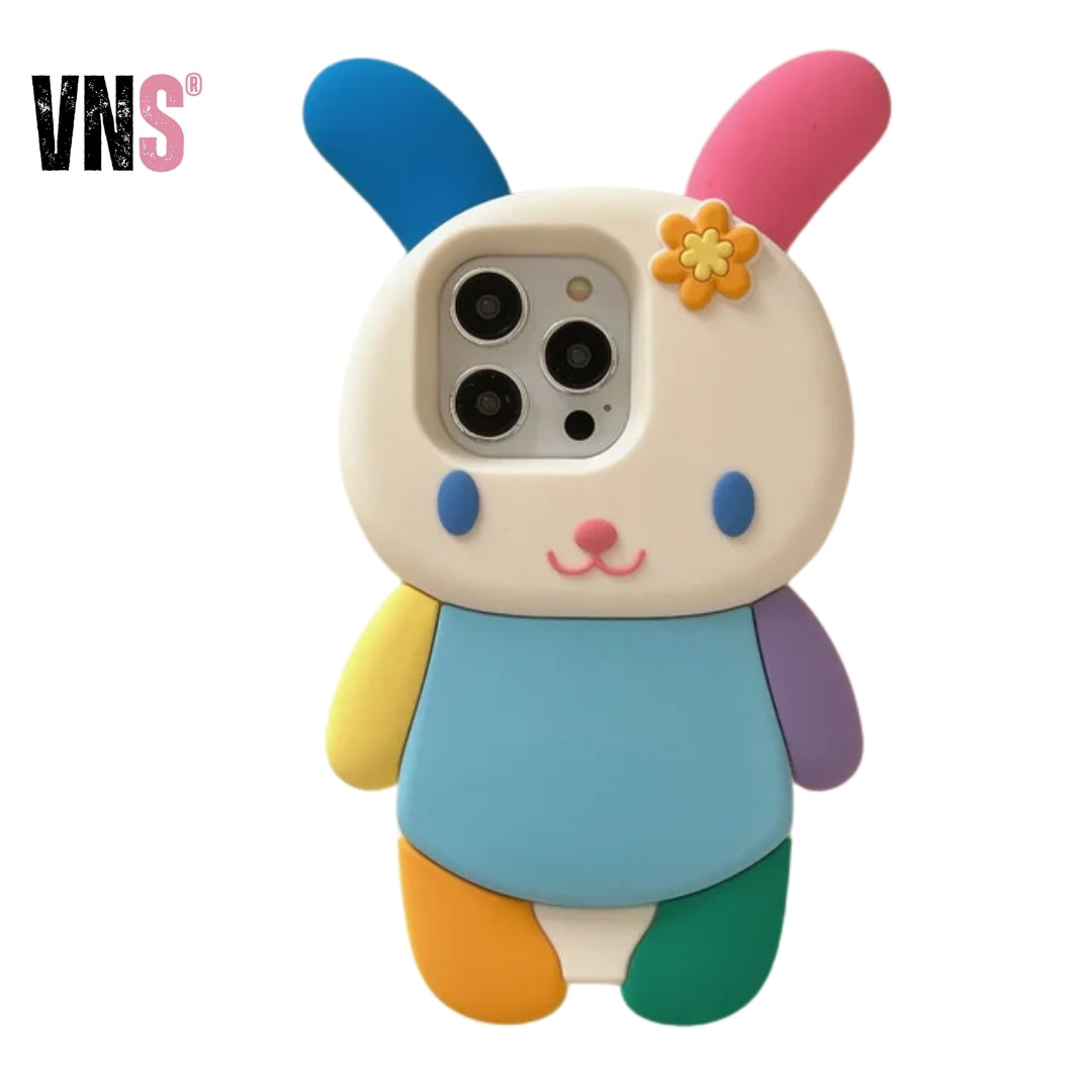 Cute Cartoon 3D rabbit Phone Case for IPhone 16 15 14 13 12Pro Max Plus Shockproof Silicone Soft High Quality Back Cover