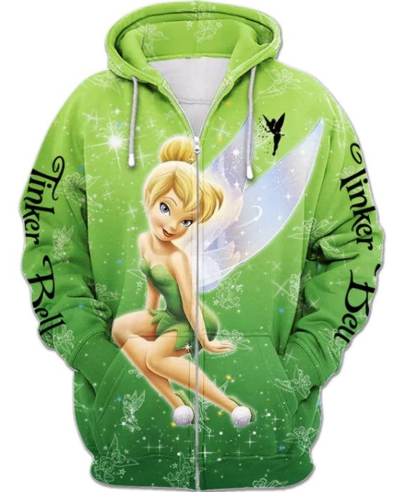 Green Tinker Bell Zip Up Hoodie