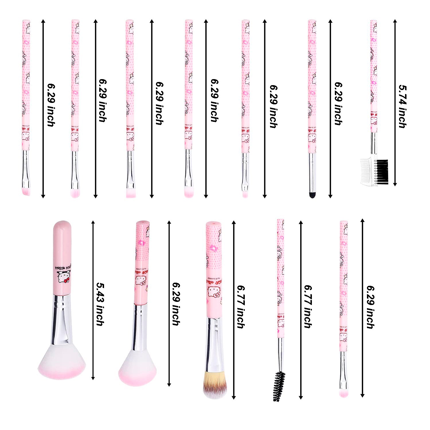 VNSPORT Brushes Set, Hello Kitty Cat Makeup Brushes Set - 12pcs