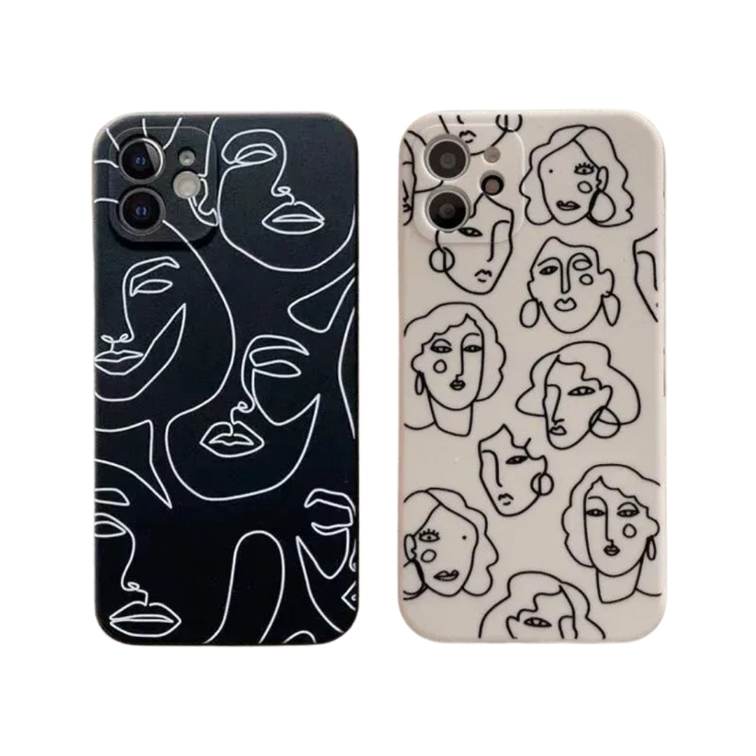 Luxury Soft Silicone Case for iPhone 13 12 11 Pro Max X XR XS 7 8 Plus SE 2020 Art Human Face Abstract Geometry Line Phone Cover