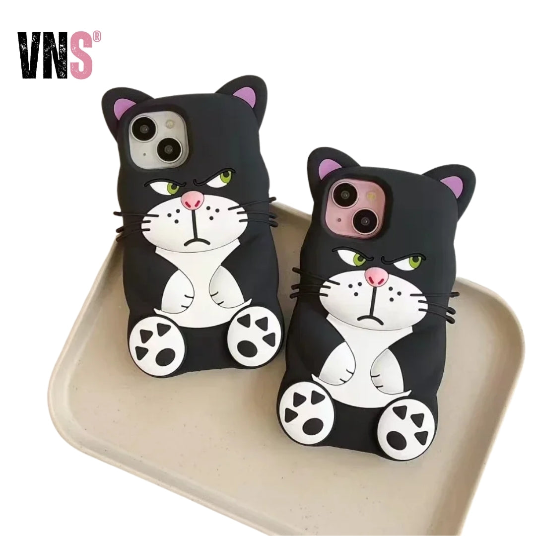 Phone Cases Cute  Soft  Silicone 3D Cat for IPhone  12 13 14 15 Pro Max Shatterproof  Cover Cartoon Protective Shell