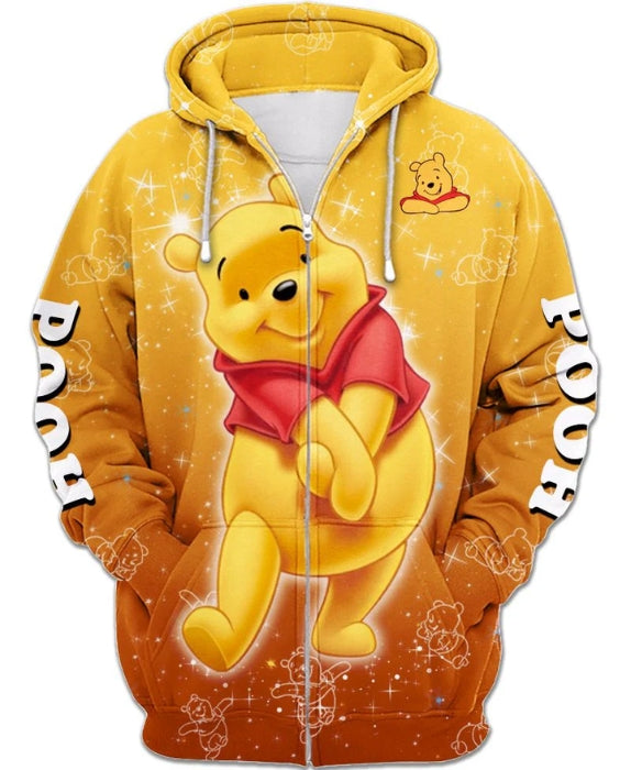 Adorable Winnie The Pooh Zip Up Hoodie