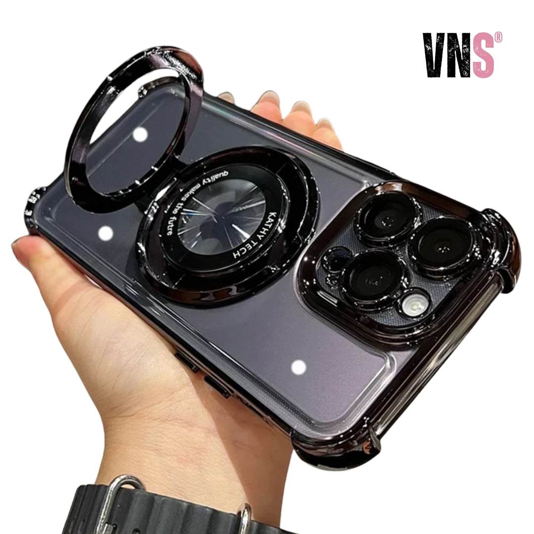 Wireless Charging Magsafe Ring Bracket Case For iPhone 11 12 13 14 15 16 Pro Max Plus X XR XS Transparent Magnetic Bumper Cover