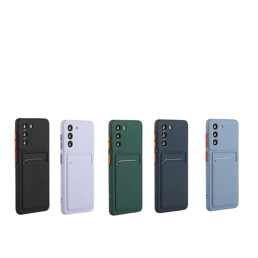 Card Slot Bag Holder Phone Case For Samsung Galaxy S24 S23 S22 S21 S20 Plus FE Note 20 Ultra Bumper Wallet Soft Shockproof Cover