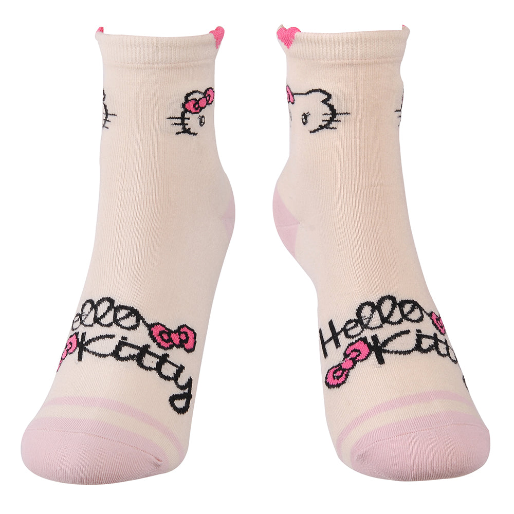 Chaussettes, ensemble de chaussettes mignonnes en coton mélangé Hello, Kitty Cat Kawaii et Vanity pour femmes, Crew Hearts Kitty, cadeau d'anniversaire pour les fans de Hello, Kitty