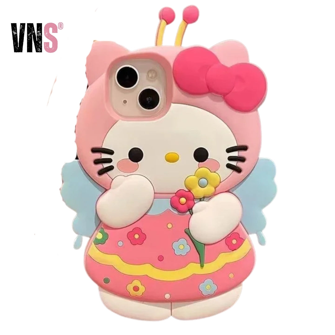 For iPhone 16 Pro Max 15 14 Plus 12 Pro 13 Mini 11 X XS XR 7 8 SE Pink Flower 3D Cartoon Silicon Soft Phone Case