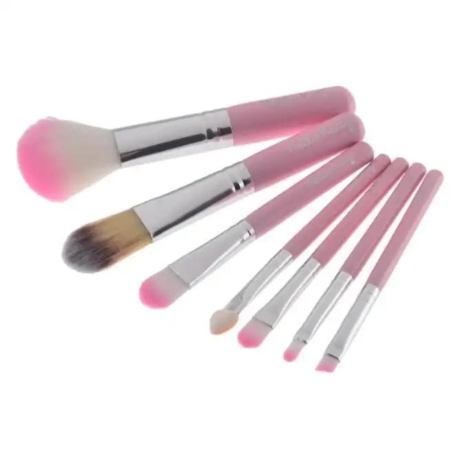 VNSPORT Lot de 7 pinceaux de maquillage professionnels doux en forme de chat Hello Kitty rose avec boîte, cadeau d'anniversaire pour les fans de Hello Kitty 