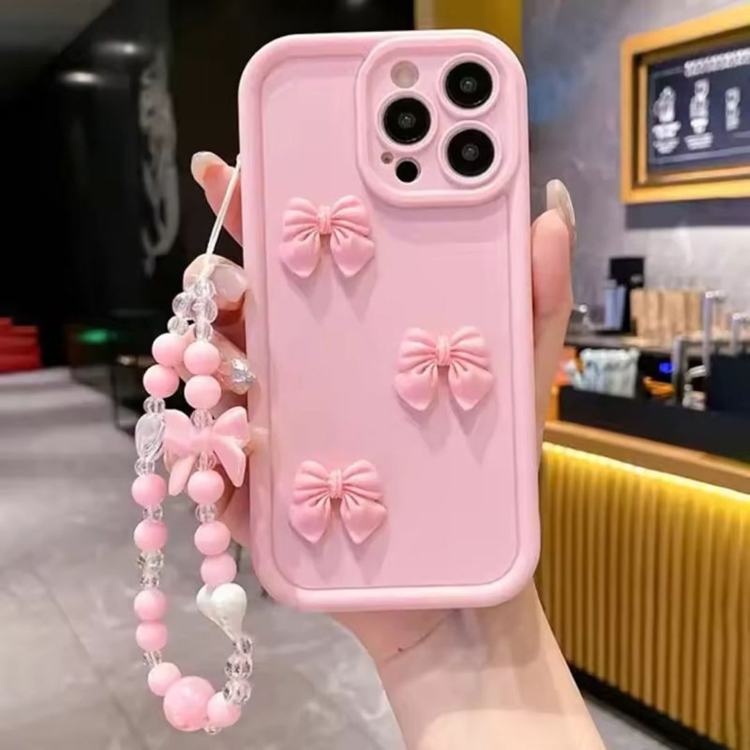 Phone Case For iPhone 16 15 14 13 12 11 Pro Max XS XR X 7 8 Plus SE Shockproof Candy Cover 3D Pink Cute Butterfly Silicone Soft