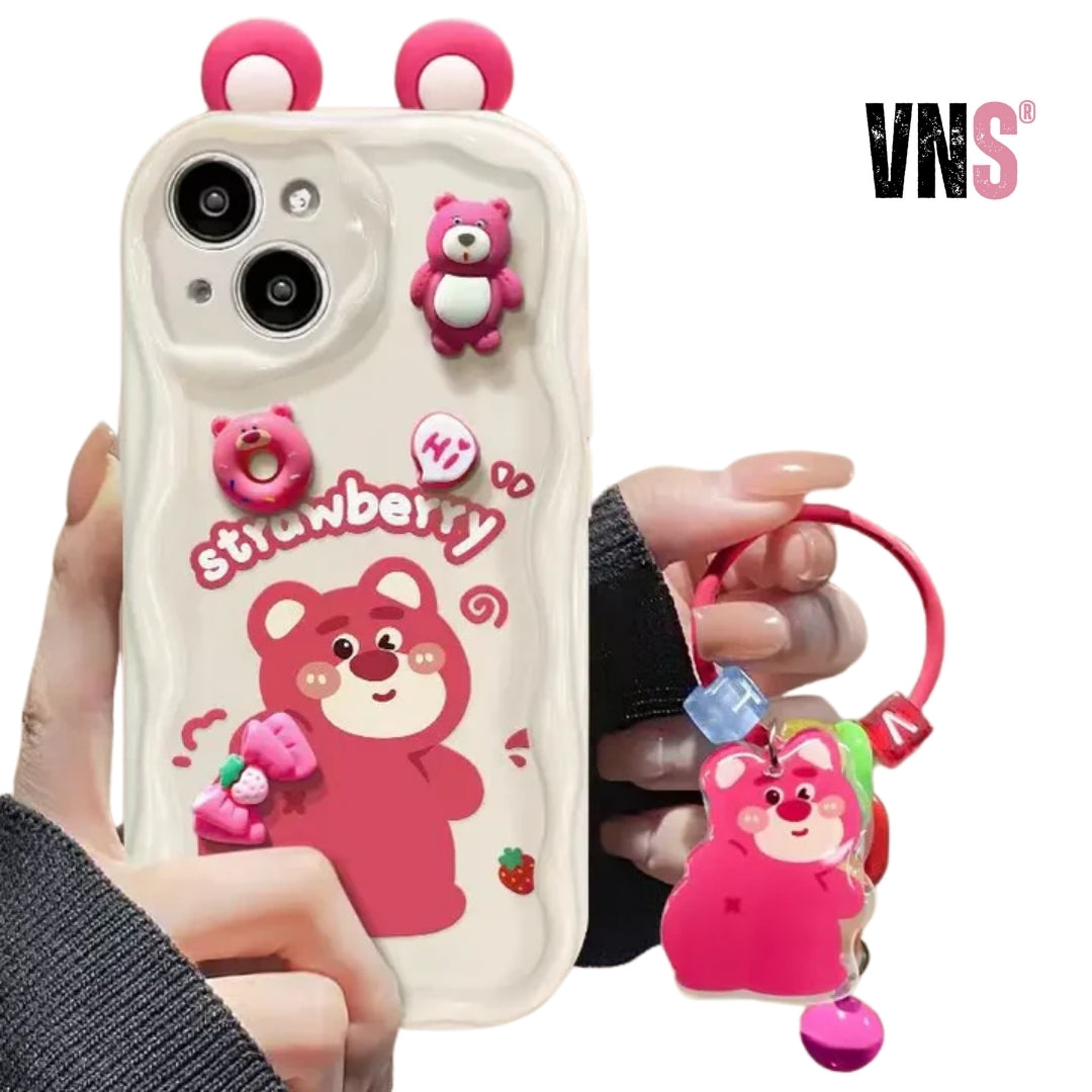 Cartoon Phone Case for iPhone 15 14 Pro Max 13 Mini 12 11 X XS XR 7 8 Plus Wave TPU With Pendant Cover