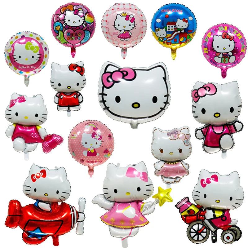 VNSPORT Hello Kawaii Kitty Balloons Happy Birthday Party Decoration Balloon Foil Balloon Set Room Decor Girls Gift Party Supplies