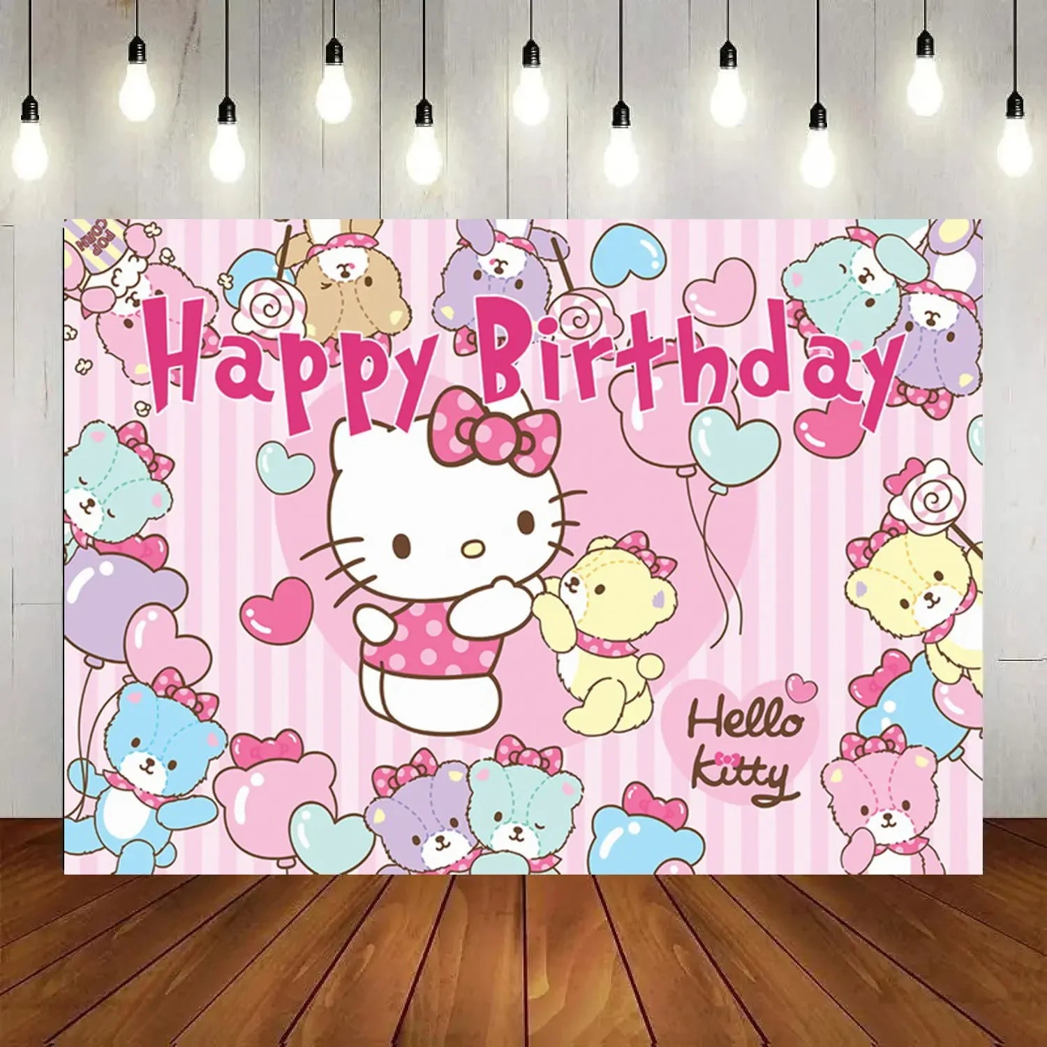 VNSPORT Hello Kawaii Kitty Birthday Party Backdrop - Background Cute Cartoon Photo Banner Decor