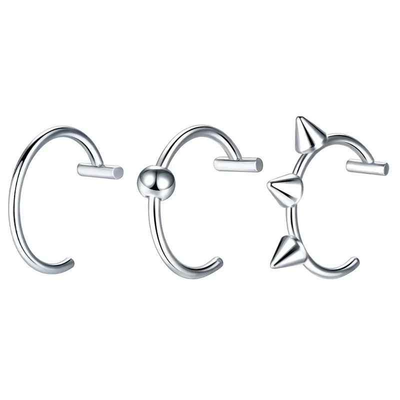 1Pc Stainless Steel Fake Nose Ring Hoop Septum Rings C Clip Lip