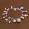 VNSPORT Bracelet European and American Silver Fashion Thirteen Pendant Bracelet