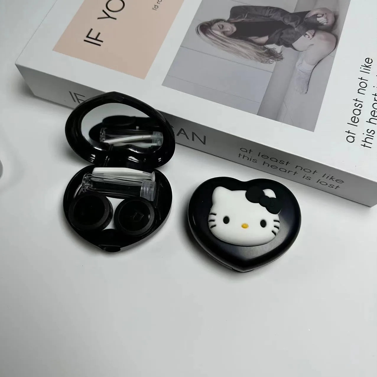 VNSPORT Kitty Contact Lens Case Cartoon Cute Kawaii Portable Contact Lens Box with Mirror Girls Travel Gifts