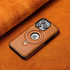 Luxury Magnetic Bracket PU Leather Phone Case,For iPhone Series 16 15 14 13 Pro Max Magsafe Wireless Charging Hollow Logo Cover