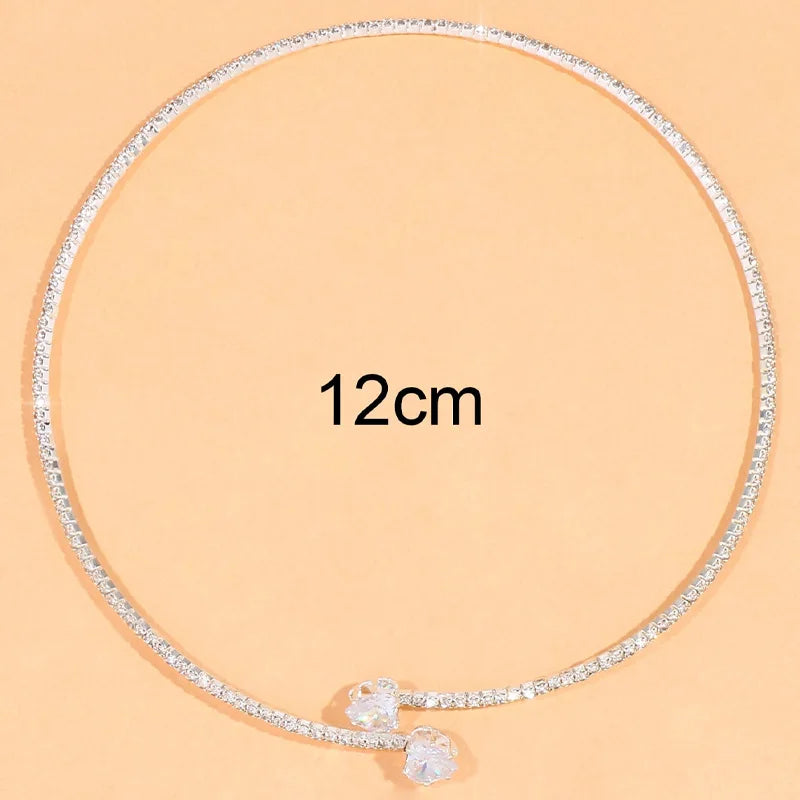 VNSPORT Fashion Rhinestone Heart Collar Choker Necklace