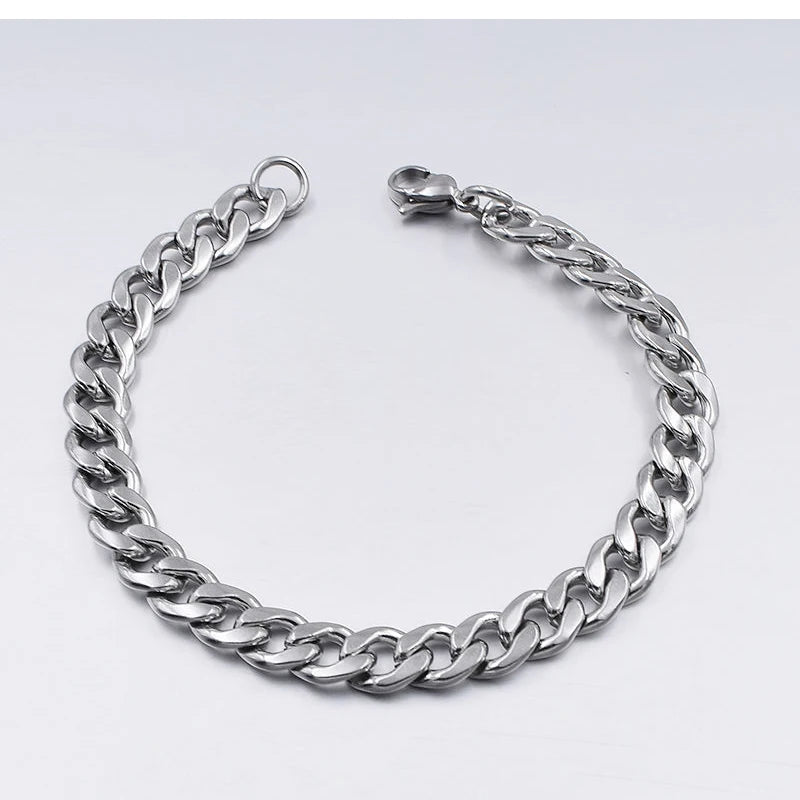 VNSPORT Fashion Stainless Steel Men Curb Cuban Chain Bracelet