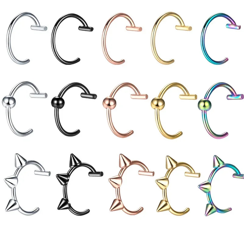 1Pc Stainless Steel Fake Nose Ring Hoop Septum Rings C Clip Lip