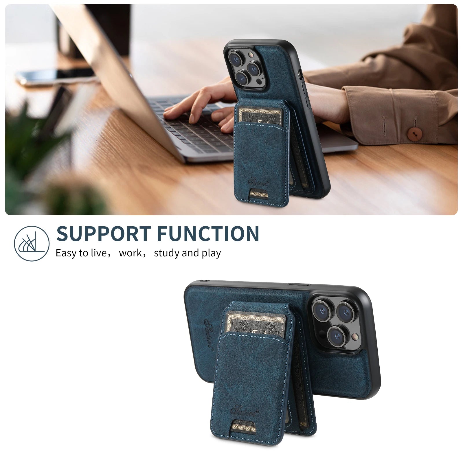 Luxury Leather Phone Case with Wallet and Removable Magnetic Card Holder for Iphone 16 15 14 13 12 Pro, Pro Max, Plus