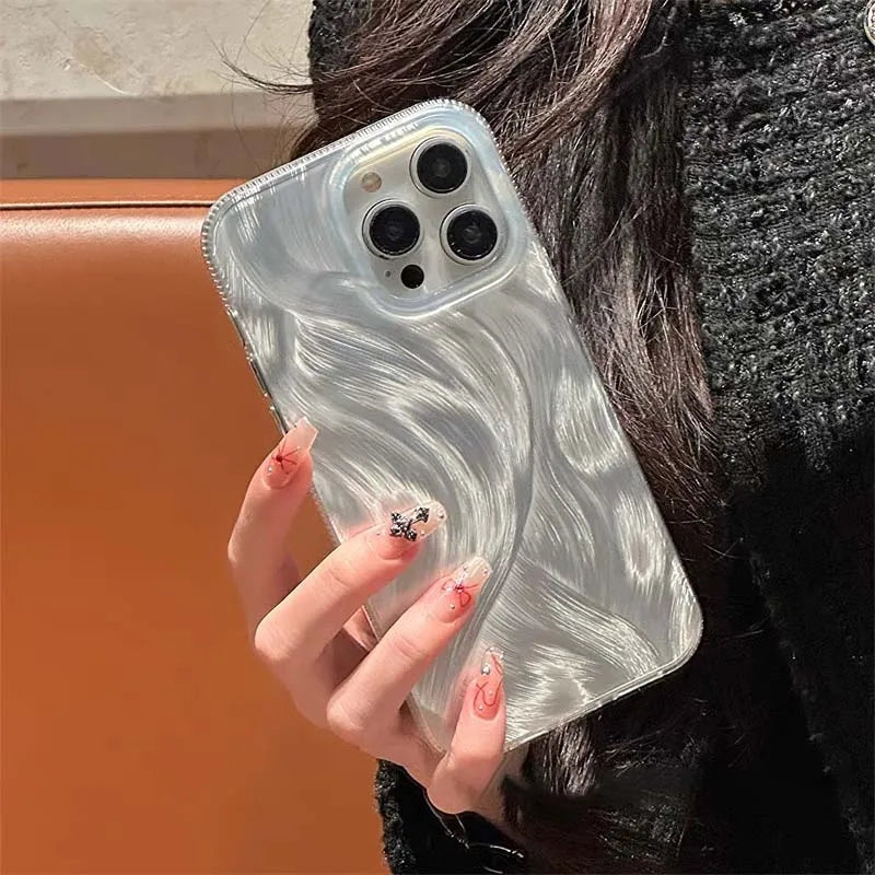 Phone Case Luxury Silver feather laser plating Glitter for IPhone16 12 13 14 15 Pro Max X Mini Simple Fashion Shockproof Cover