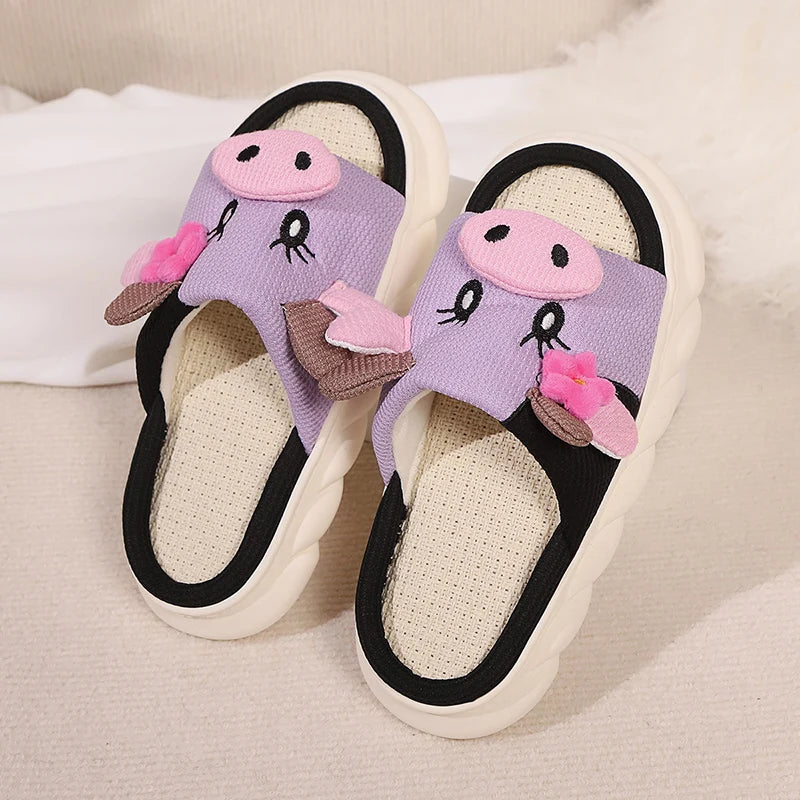 VNSPORT Lovely Milk Cow Indoor Slippers for Women