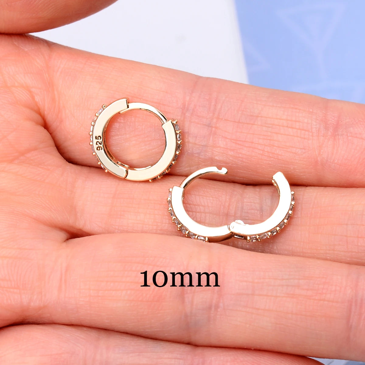 1Pair Stainless Steel Minimal Hoop Earrings Crystal Zirconia Small