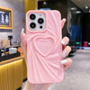 Phone Case For iPhone 13 14 15 Pro Max 16 Plus 11 12 ProMax Soft Matte Silicone Full Cover Fashion Fold Wrinkle 3D Love Heart