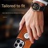 Luxury Magnetic Bracket PU Leather Phone Case,For iPhone Series 16 15 14 13 Pro Max Magsafe Wireless Charging Hollow Logo Cover