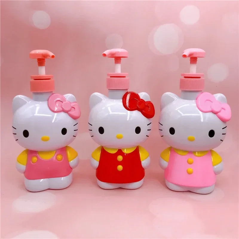 VNSPORT 500ML Hello Cute Kitty Squeeze Bottle Shower Gel Hand Sanitizer Dish Soap Liquid Cute Cartoon Girl Heart High Capacity Bottled