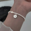 VNSPORT 925 Sterling Silver Bracelet Partial Pearls Knots Bracelets