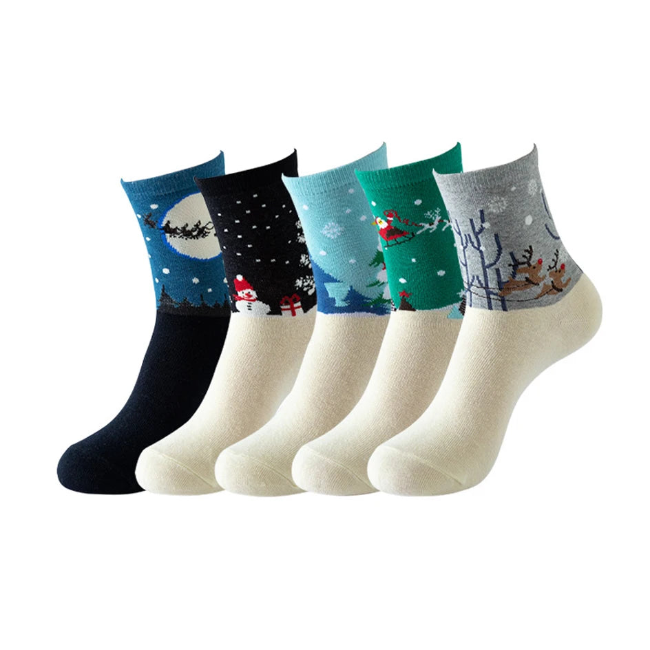 VNSPORT 5 Pairs Women Socks Cartoon Cat Cute Funny Personality Soft Comfortable Chrismas Gift High Quality Cotton Socks For Women