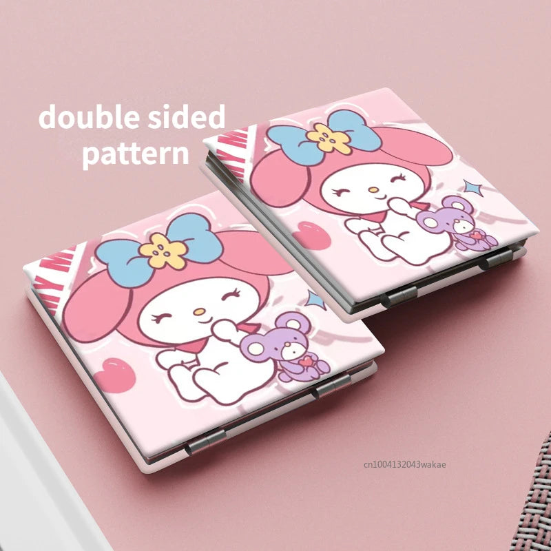 VNSPORT My Melody Hello Kitty Portable Small Mirror Desktop Student Folding Mirror Cosmetic Mirror Girls Gift