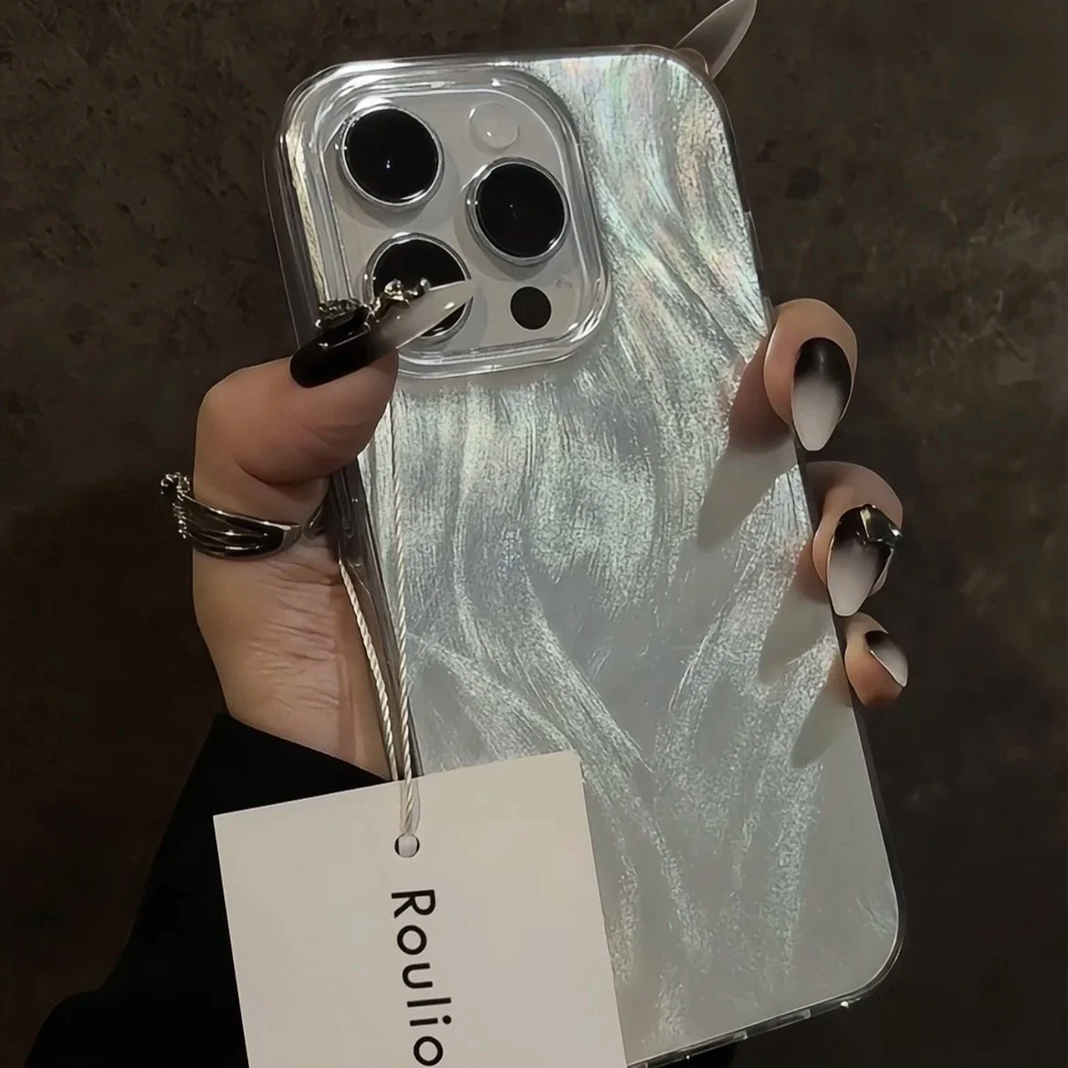Phone Case Luxury Silver feather laser plating Glitter for IPhone16 12 13 14 15 Pro Max X Mini Simple Fashion Shockproof Cover