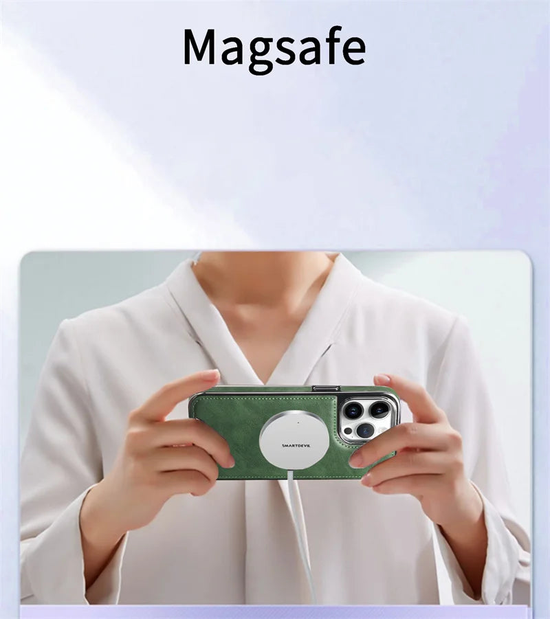 Luxury Leather Phone Case with Wallet and Removable Magnetic Card Holder for Iphone 16 15 14 13 12 Pro Max Plus