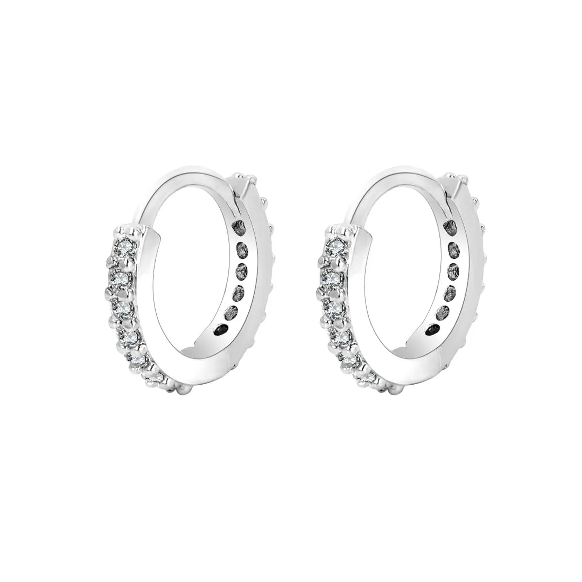 1Pair Stainless Steel Minimal Hoop Earrings Crystal Zirconia Small