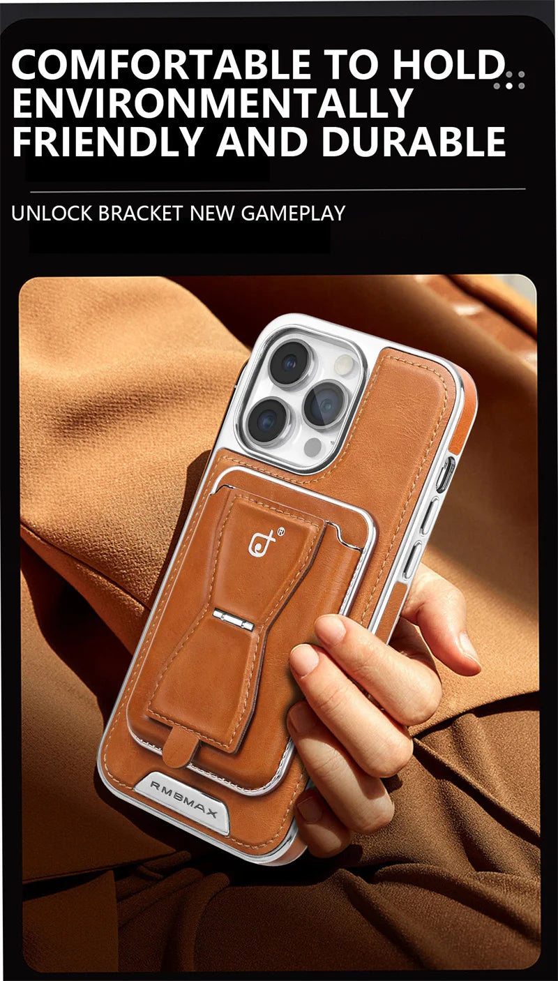 Luxury Leather Phone Case with Wallet and Removable Magnetic Card Holder for Iphone 16 15 14 13 12 Pro Max Plus
