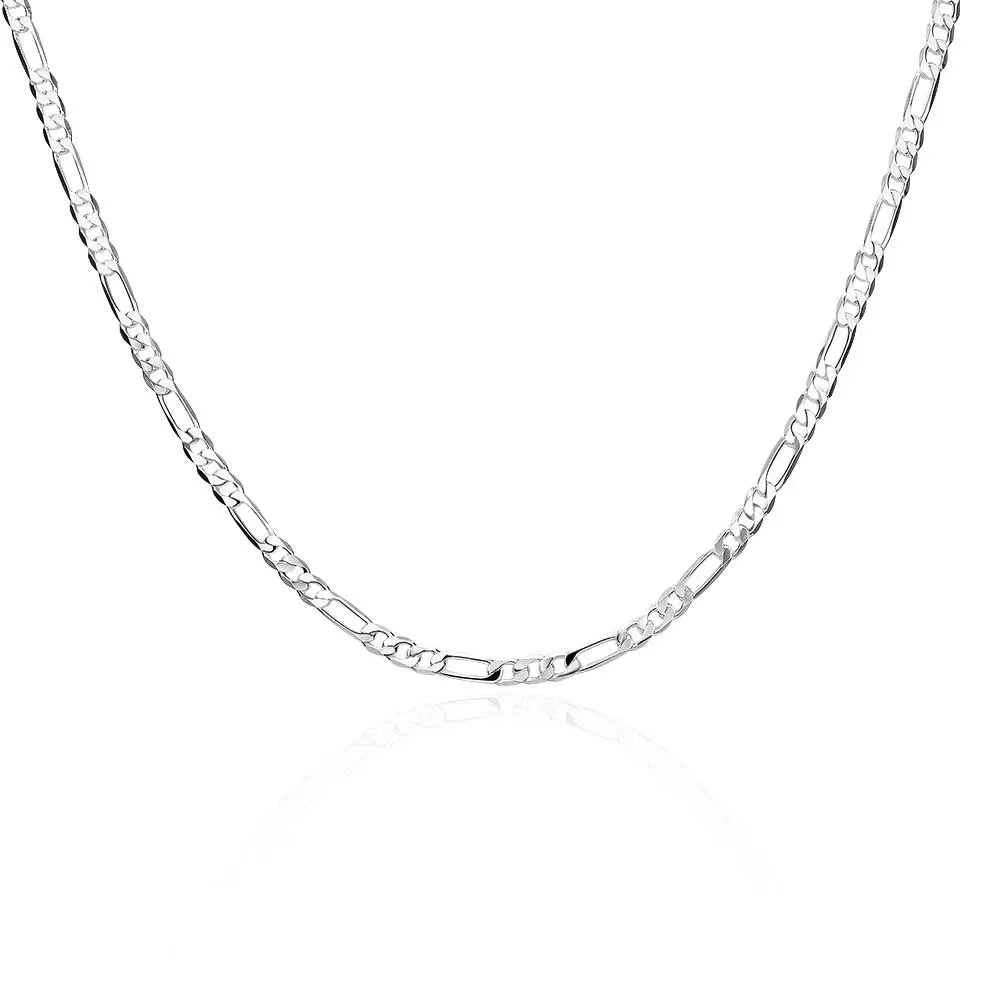 40-75cm 925 Silver 4mm Figaro Chain Necklace