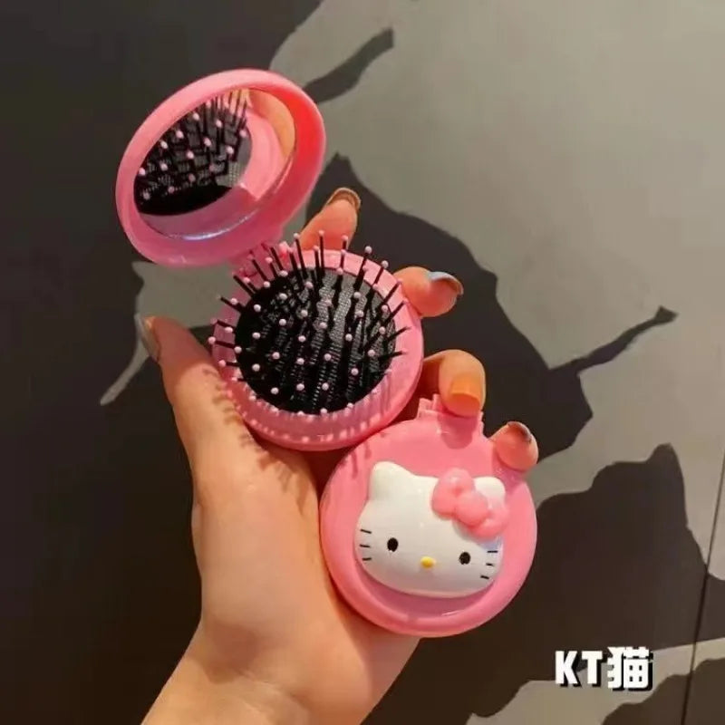 VNSPORT Hello Cute kitty My melody cute cartoon foldable comb mirror one-piece creative student portable dormitory make-up mirror