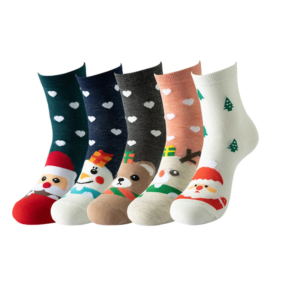 VNSPORT 5 Pairs Women Socks Cartoon Cat Cute Funny Personality Soft Comfortable Chrismas Gift High Quality Cotton Socks For Women