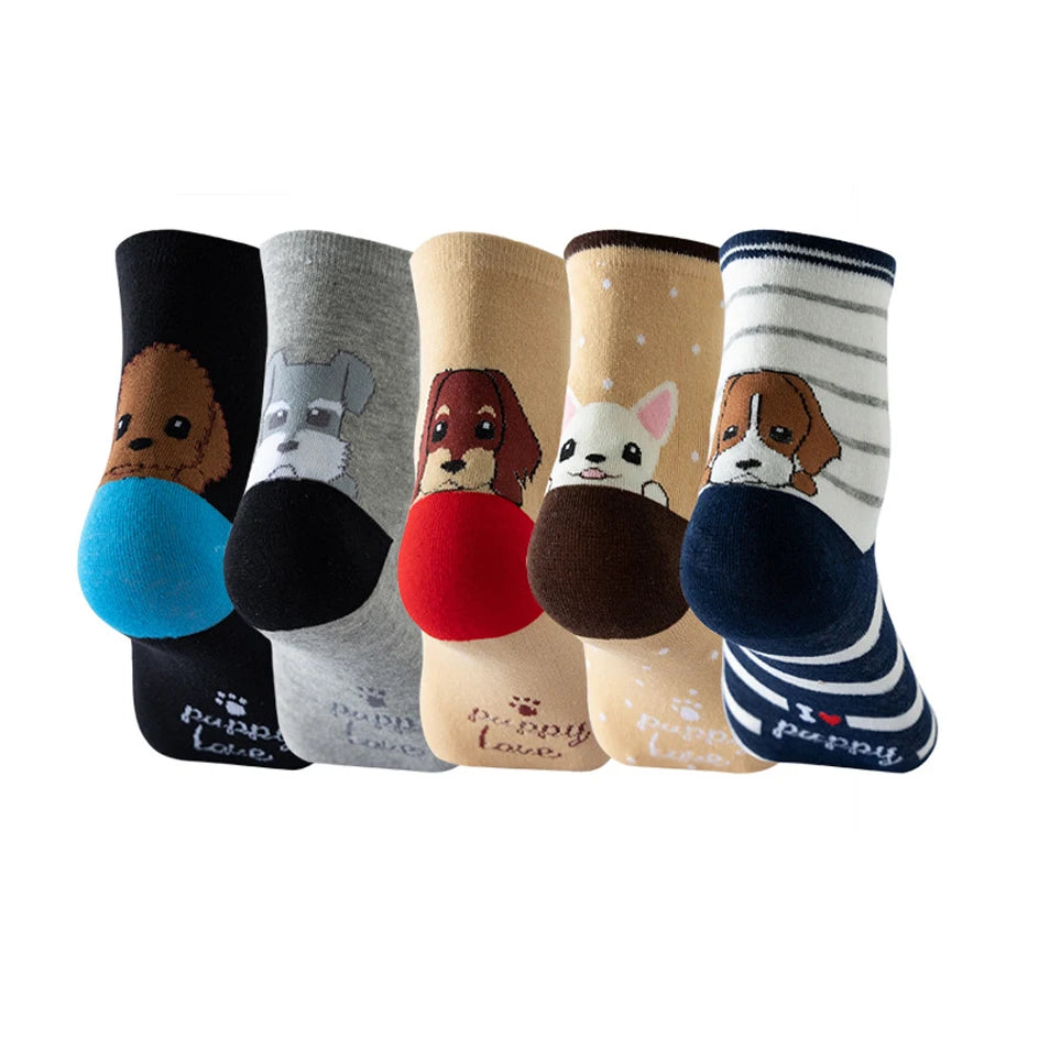 VNSPORT 5 Pairs Women Socks Cartoon Cat Cute Funny Personality Soft Comfortable Chrismas Gift High Quality Cotton Socks For Women