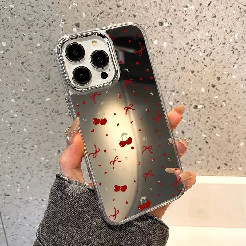 Rose Flower Phone Case For iPhone 16 Pro Case Funda iPhone 13 11 12 14 15 Pro Max Plus XR X XS Shockproof Make Up Mirror Cover