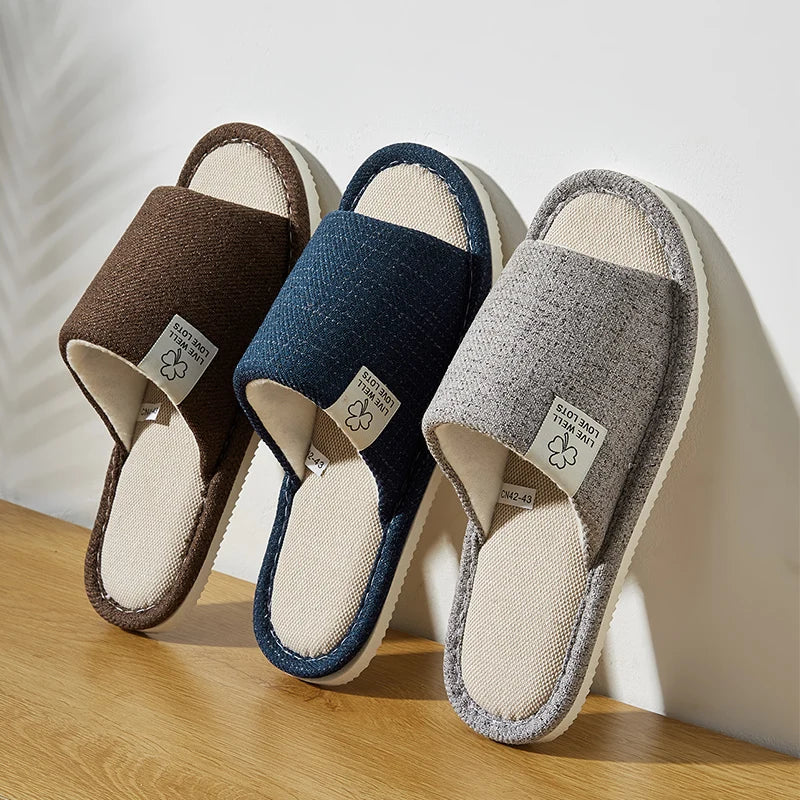 VNSPORT Home Linen Slippers For Men