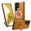 Luxury Magnetic Bracket PU Leather Phone Case, For Samsung Galaxy Series S25 S24 S23 S22 Ultra Magsafe Wireless Charging Case