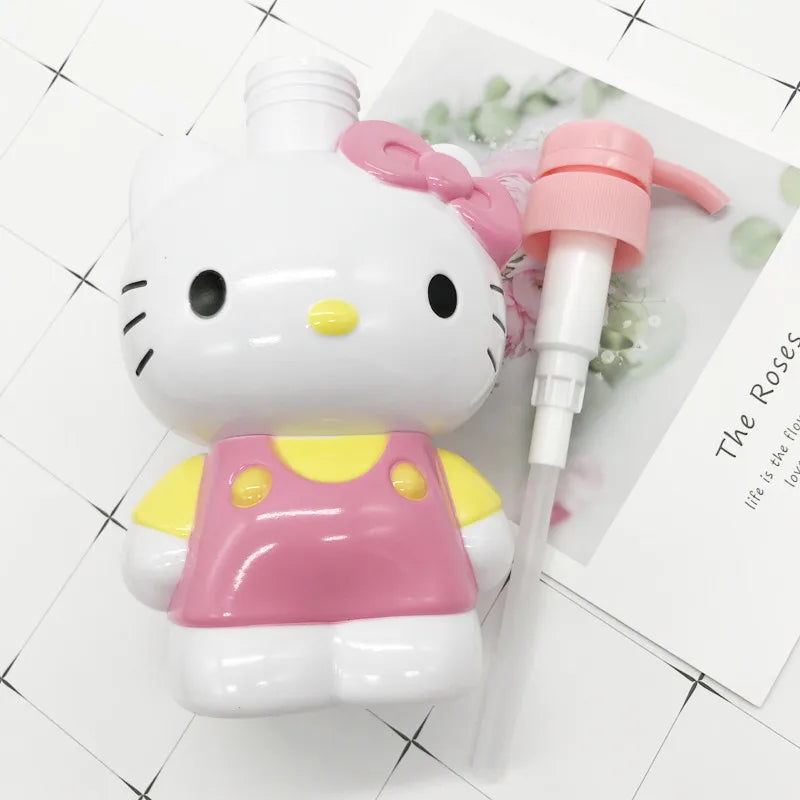 VNSPORT 500ML Hello Cute Kitty Squeeze Bottle Shower Gel Hand Sanitizer Dish Soap Liquid Cute Cartoon Girl Heart High Capacity Bottled