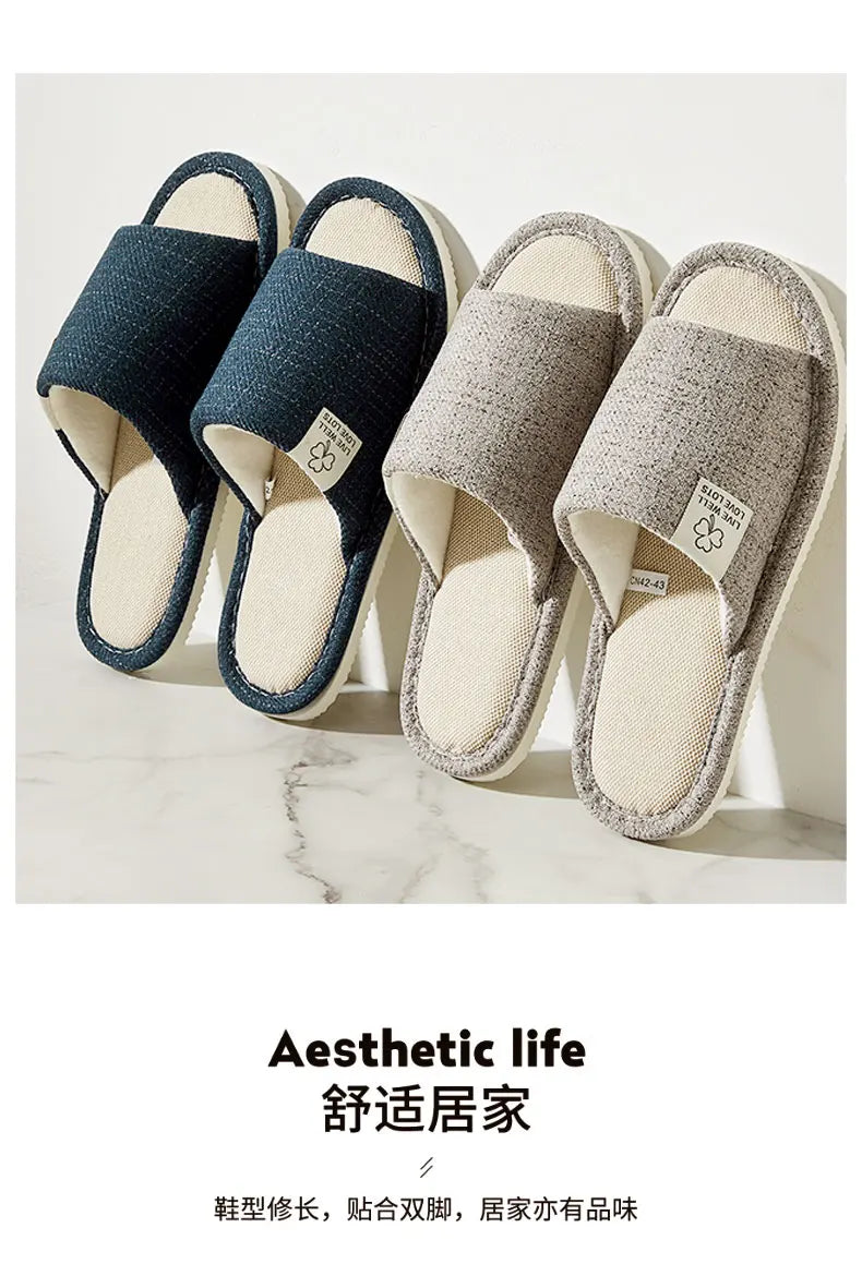 VNSPORT Home Linen Slippers For Men