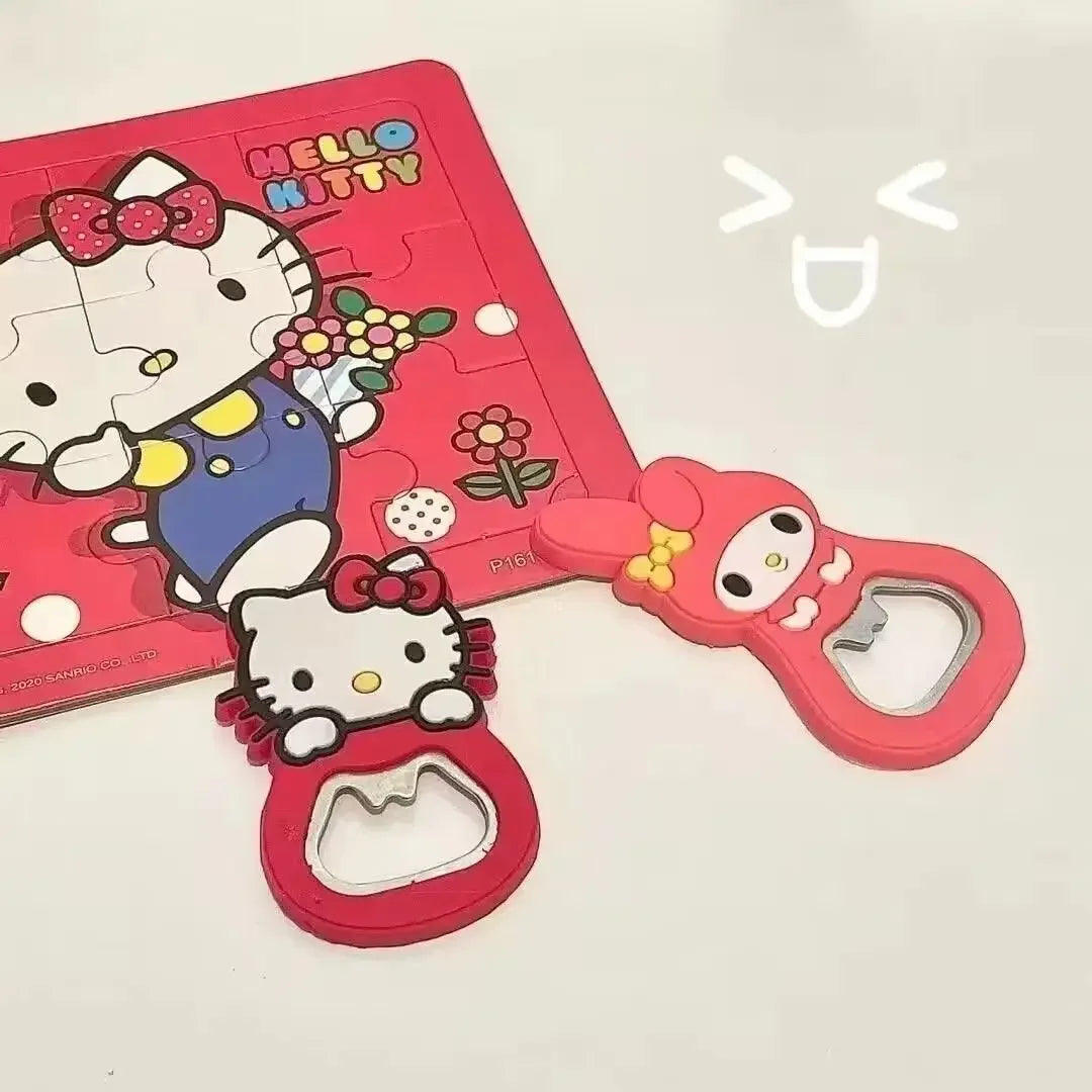 VNSPORT Hello Kitty My Melody Stitch Animation Cartoon Silicone Beer Bottle Opener Creative Kawaii Cute Refrigerator Magnet Wholesale