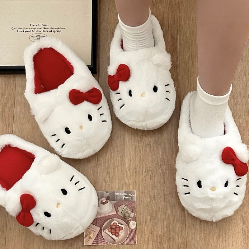 VNSPORT Plush Hello Kitty Slippers